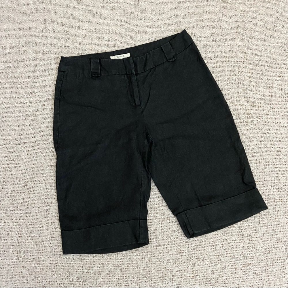 RW&CO. Black 100% Linen Bermuda Shorts